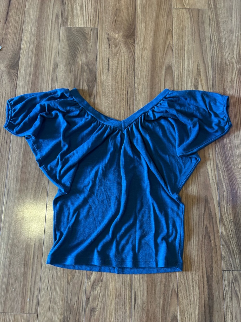 Body Central Royal Blue V-Neck Flutter Sleeve Top